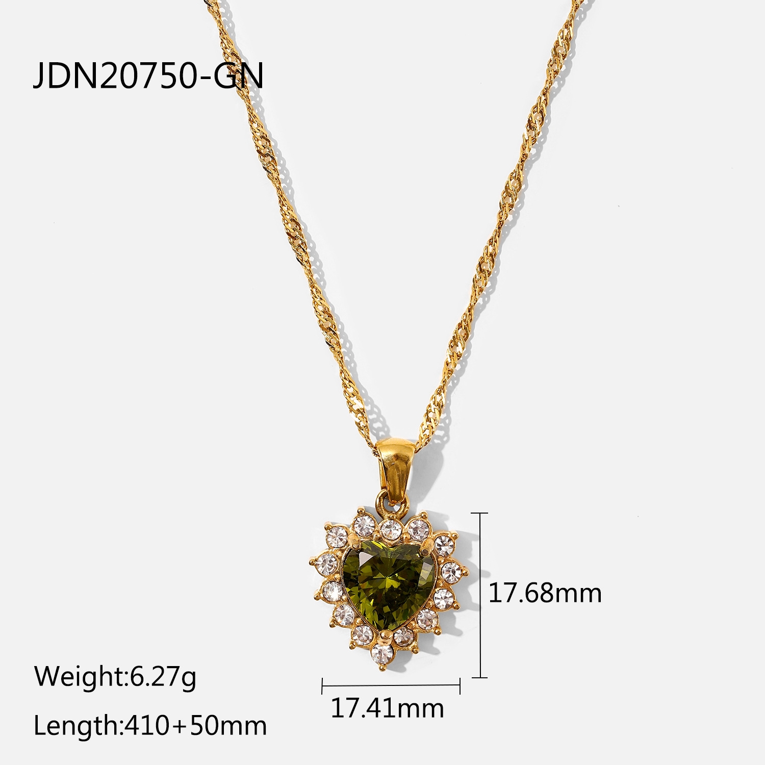 Women's Zircon Heart Necklace Stainless Steel Jewelry display picture 3