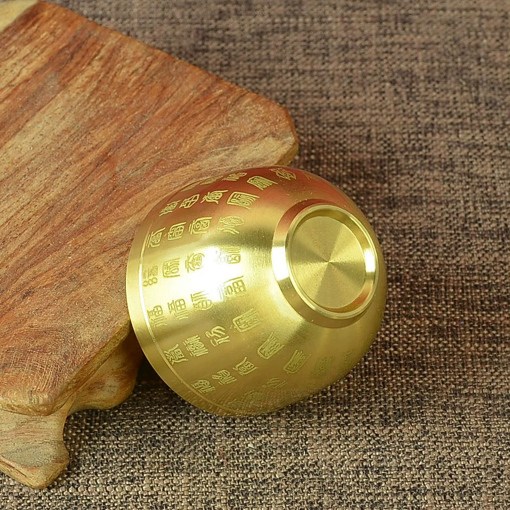 Brass small copper tea set, wineglass