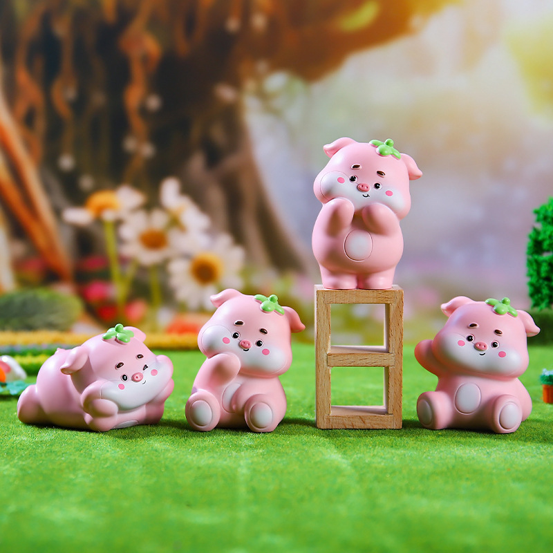 New Cute Pet Strawberry Puff Pig Ornaments Bedroom Living Room Desktop Resin Exquisite Decorations Factory Direct Sales