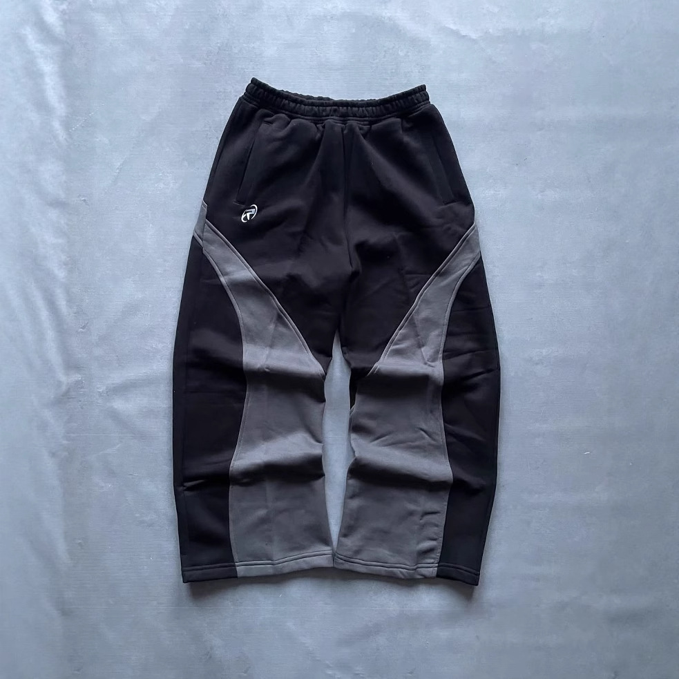 Pantalones deportivos estilo americano de AliExpress, estilo retro con bloques de color, rectos, holgados, casuales y de pierna ancha.