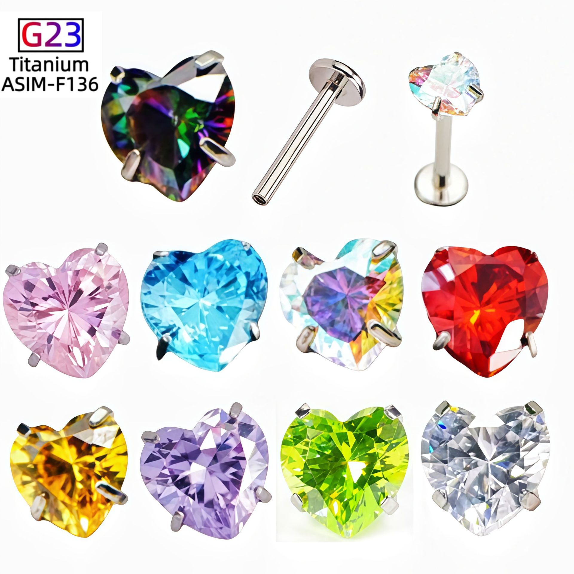 Pointed labret stud close-up product detail
