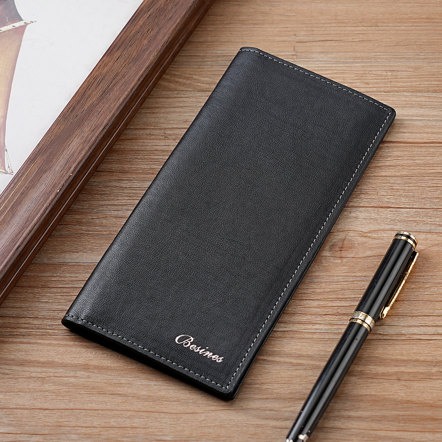 Cartera de hombre de negocios larga 2025 nueva billetera de cuero de cera de aceite retro billetera de gran capacidad transfronteriza fina al por mayor