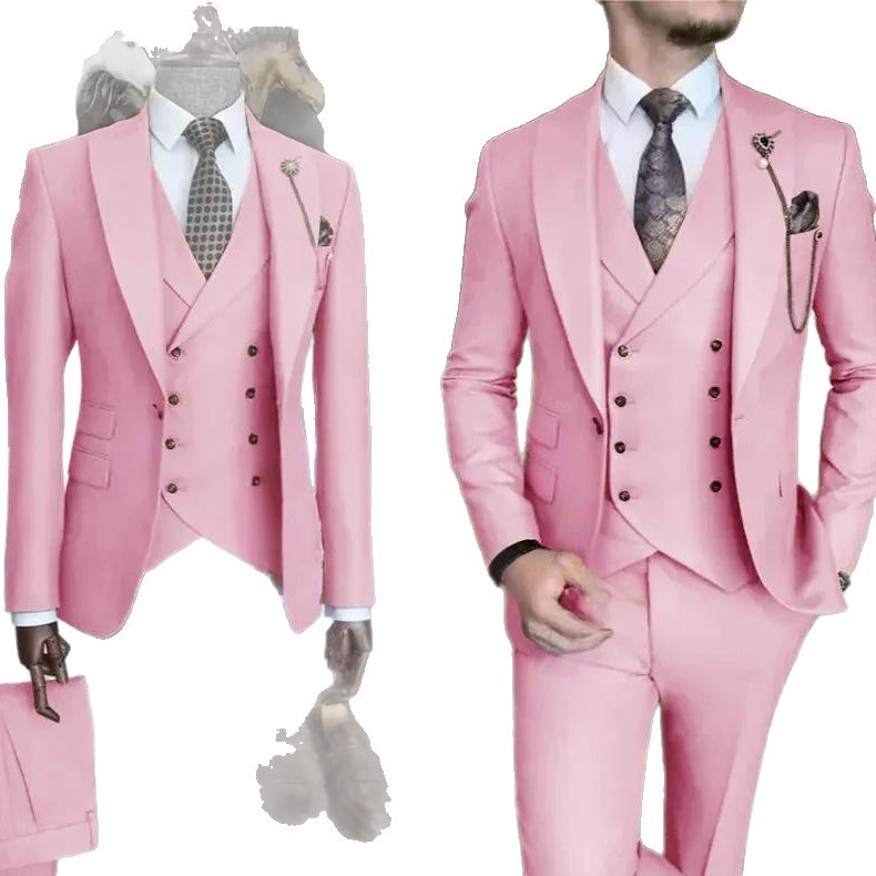 アマゾンのクロスボーダーのドレスの結婚式の新郎のスーツの男性は欧米のスーツの3つのセットのビジネスのレジャーのスーツを修理します。|undefined
