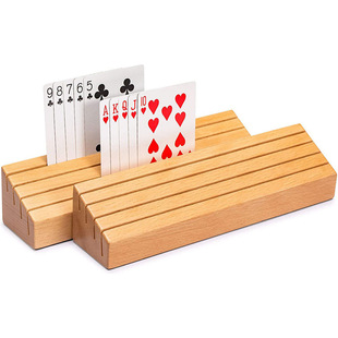 Wooden Playing Card Rack Solid Wood Playing Card Base Hands-Free Storage Rack Wooden Playing Cards