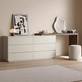 KSSZT901B#奶油风实木梳妆台斗柜一体卧室简约现代收纳柜一体床尾