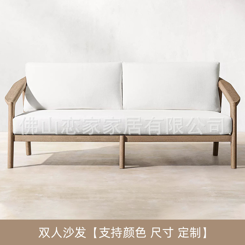 Sofá al aire libre Hotel Villa patio balcón sofá de madera maciza al aire libre jardín terraza ocio sofá muebles de teca