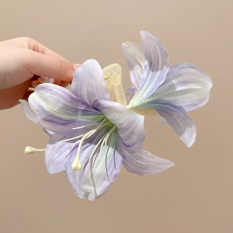 超仙唯美玫瑰花发饰仿真花夹海边度假风抓夹拍照绝美半扎发鲨鱼夹|undefined