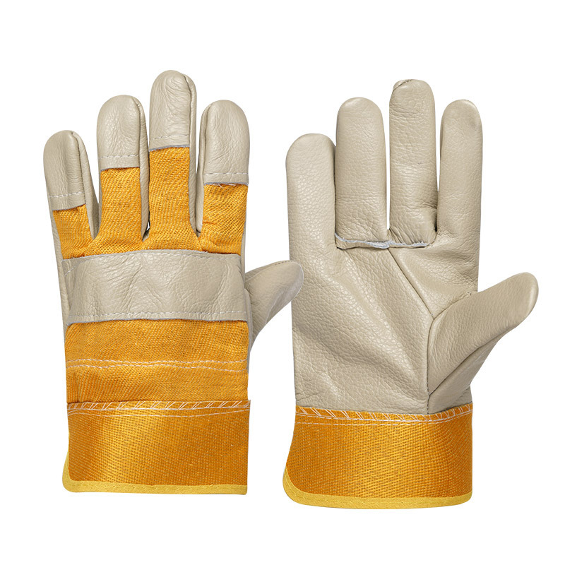 Guantes de soldadura de cuero de vaca resistentes al desgaste, capa de cabeza de protección laboral, soldadura resistente a altas temperaturas, escaldaduras, guantes de soldador de protección suaves y cortos