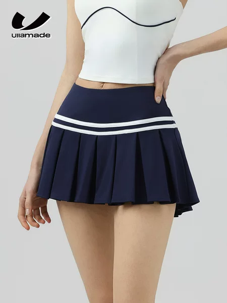 Women's Yoga Skirt with Fake Two-Piece Design, Anti-Exposure Yoga Skirt with Pockets, Elastic Waist, Casual Tennis Skirt for Outdoor Wear
