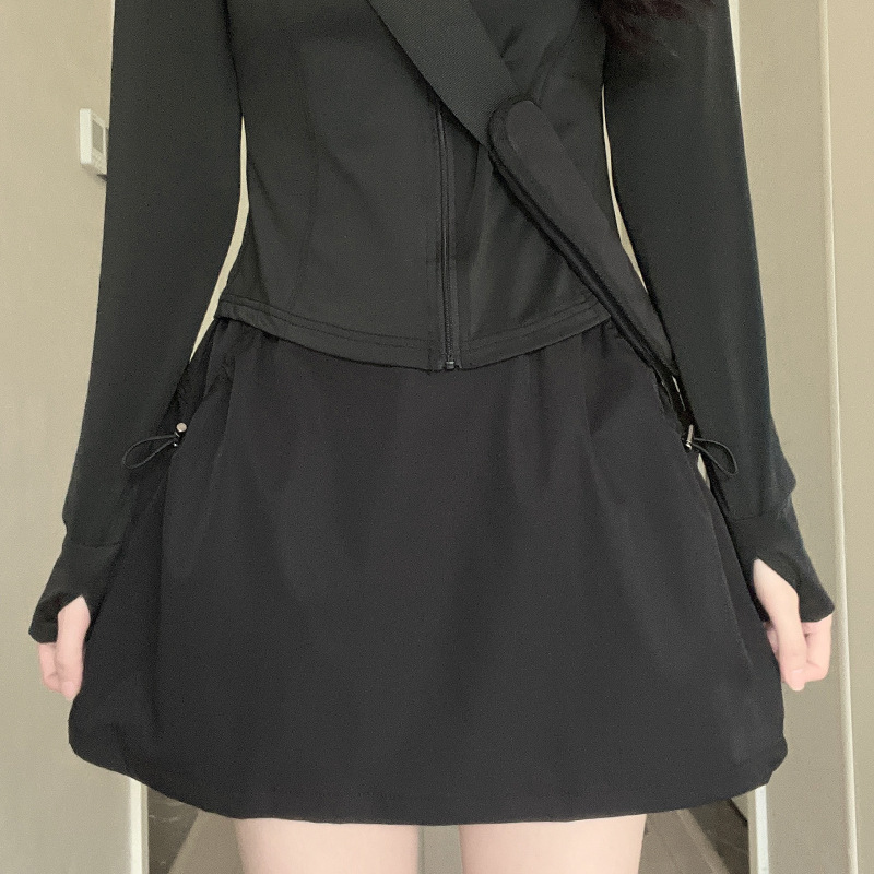 女性用グレー速乾性カーゴキュロット、夏用ハイウエストAラインアイスシルクヒップカバーショートスカート、小柄な人向け露出防止スカート|undefined