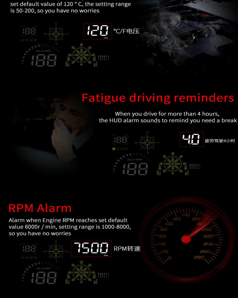 Navigation Version Usb-Powered Car Hud Head-Up Display Universal High-Definition Portable Speed Projector Q10