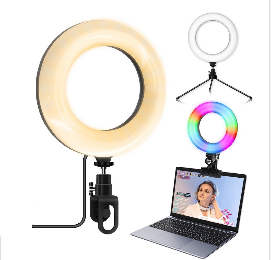 6寸小型補光燈電腦視頻會議補光燈夾子燈網絡教學筆記本led直播燈