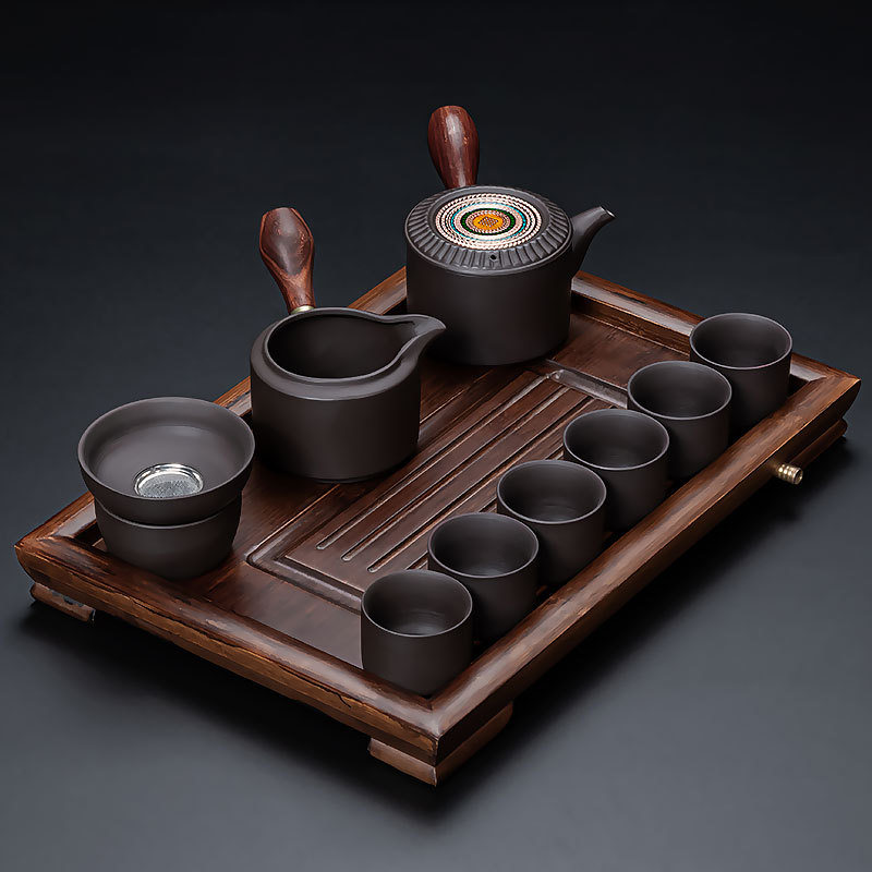 ✲☾☾✲10 보라색 모래 (다채로운 만다라) 측면 손잡이/나무 + 작은 평판/호두 색상✲☾☾✲