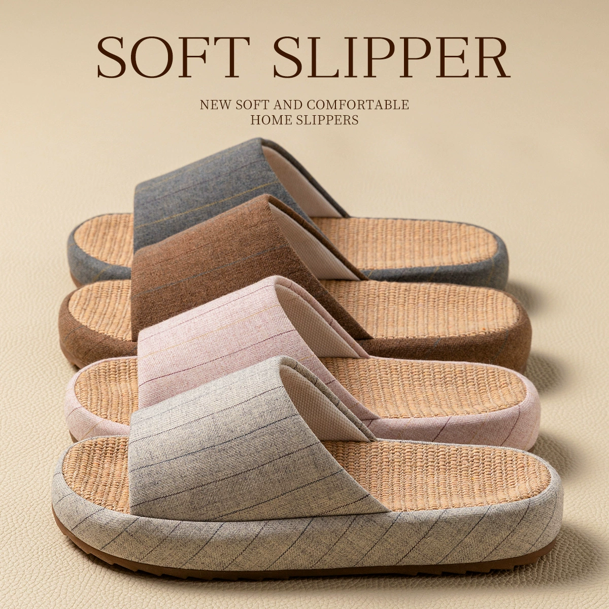 Льняные тапочки для мужчин, домашние, четырехсезонные бесшумные, дышащие, впитывающие пот, нескользящие женские тапочки из хлопка и льна, весна и осень.