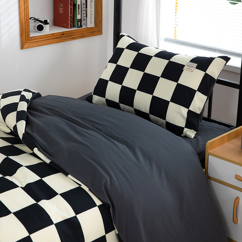 Set lenzuola minimalista in cotone lavato tre pezzi per letto a castello_voghion.com