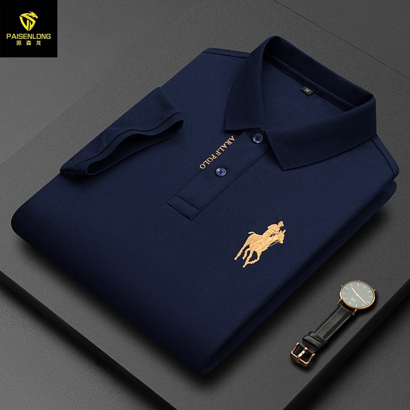 Camisa Polo Paishenlong 2025, Nueva, de Algodón Piqué Puro, Bordada, para Hombre, Cuello Camisero, Manga Corta, para Hombres de Mediana Edad