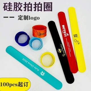 定制彩色硅胶啪啪圈广告图案手腕带儿童啪啪自卷手环成人拍拍圈