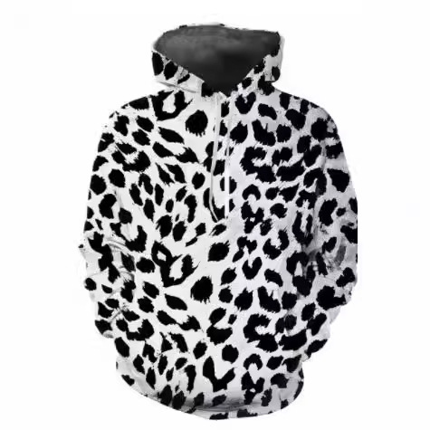 Men's Dress with Leopard Print, Thick Fabric Top with Digital Print, Informal Long Sleeves, Fashionable Men's Dress with Leopard Print, Thick Fabric Top with Digital Print, Informal Long Sleeves, Fashionable