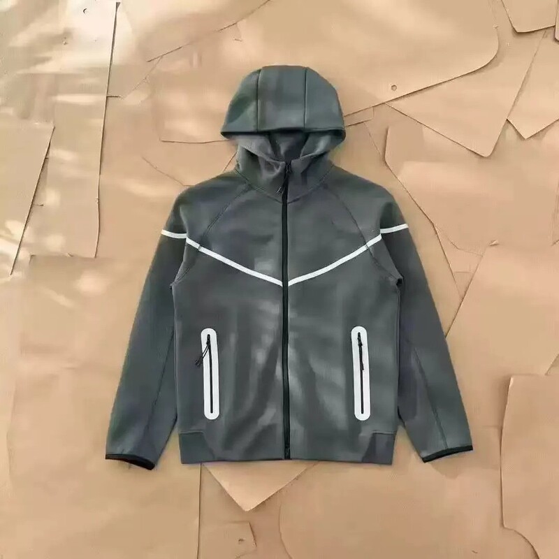 In-Stock Spring New Small Hook Hooded Striped Color-Blocking Reflective Couple Sweatshirt N Sports Running Cardigan Jacket Trendy