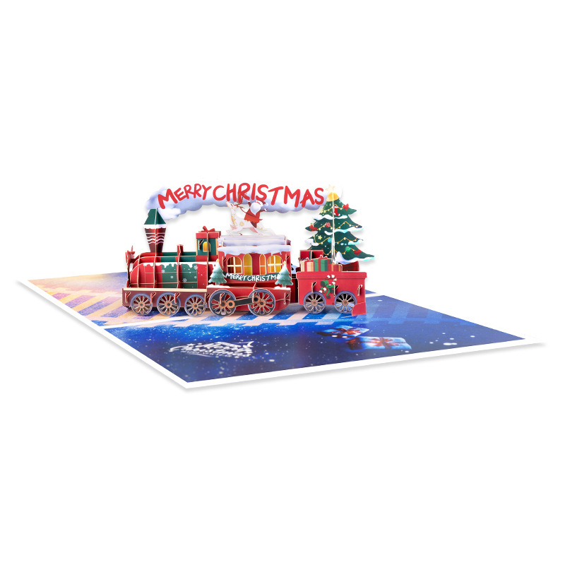 2025 新しいクリスマス グリーティング カード 3D 立体手作りクロスボーダー Amazon カード ドリーム クリスマス トレイン|undefined