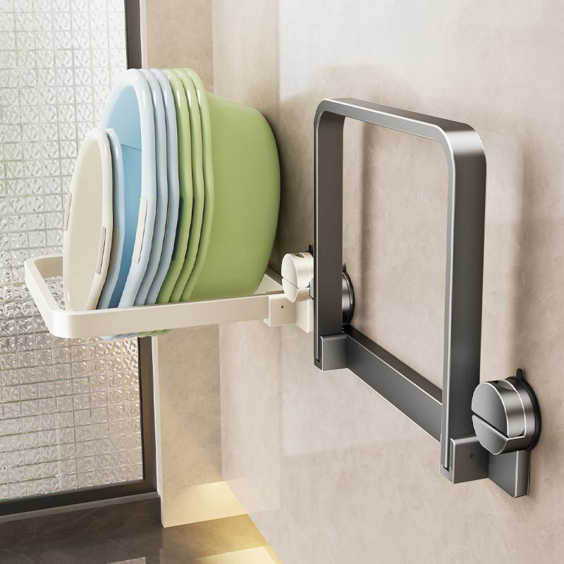 Bathroom Suction Cup Folding Washbasin Rack Bathroom Punch-Free Washbasin Storage Rack Bathroom Toilet Storage Rack Wall Hanging