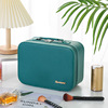 Polyurethane capacious handheld cosmetic bag, waterproof universal storage system, city style