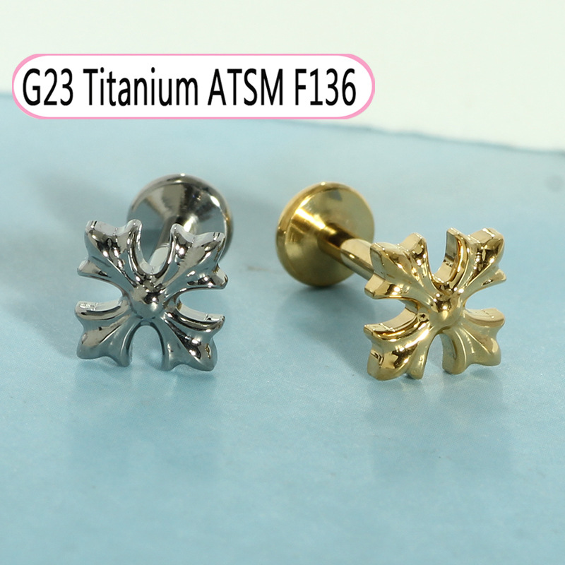 G23 Titanium Inlaid Zircon Opal Lip Nail Internal Thread Piercing Earrings 1.2mm Thick Cochlear Nail detail image 7