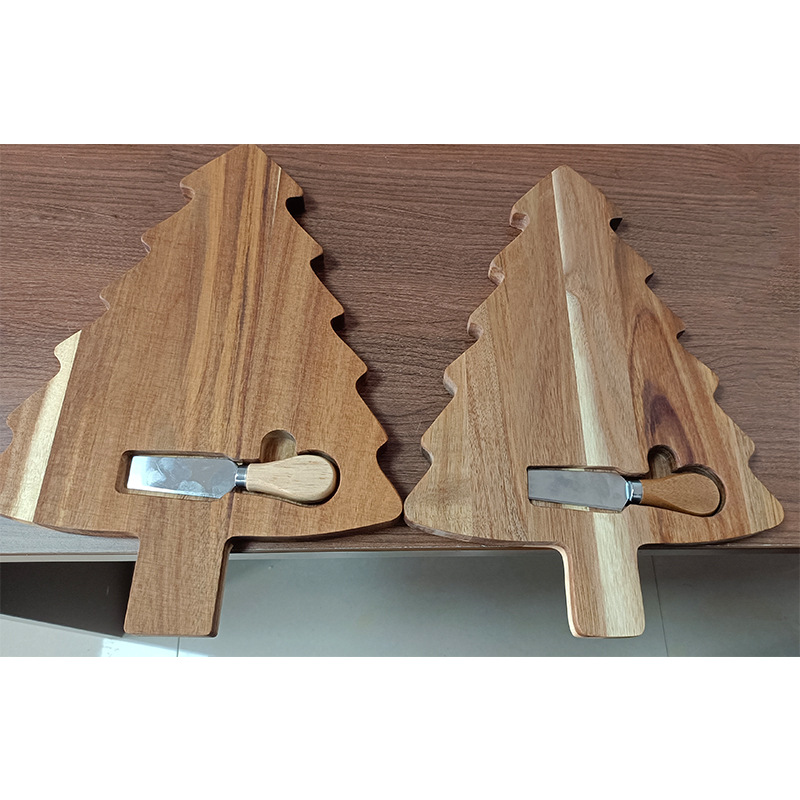 Tabla de cortar de madera creativa fuente de árbol de Navidad fabricante en stock tabla de cortar con cuchillo queso tabla de queso bandeja de desayuno