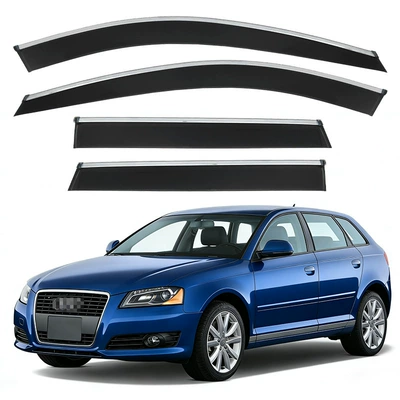 Applicable to Audi A 0.15kg Window Visor Rain Deflector Rain Guard Audi A3 Sportback Window Visor (Rain shield) - standard-packaging-without-logo-audi-a-015kg-cabin-mk2-8p-2004-2012-acrylic-with-bright-trim-rain-visor