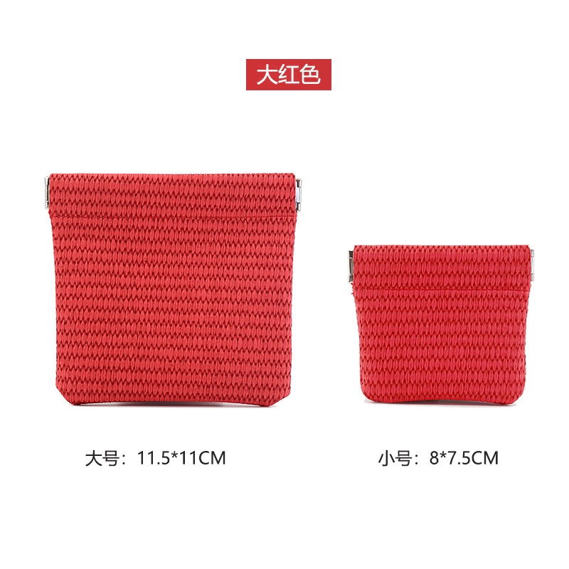 Bolsa de almacenamiento de metralla de cierre automático, bolsa de almacenamiento de monedero portátil, bolsa de cosméticos de viaje, sobre rojo