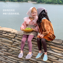 春秋款兒童九分連褲襪女童打底褲寶寶純色寬條紋連體襪9分打底襪