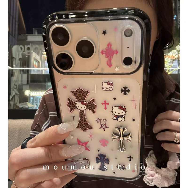 甜酷豹纹十字架猫咪适用iPhone17promax苹果16手机壳15爆款14/13|undefined