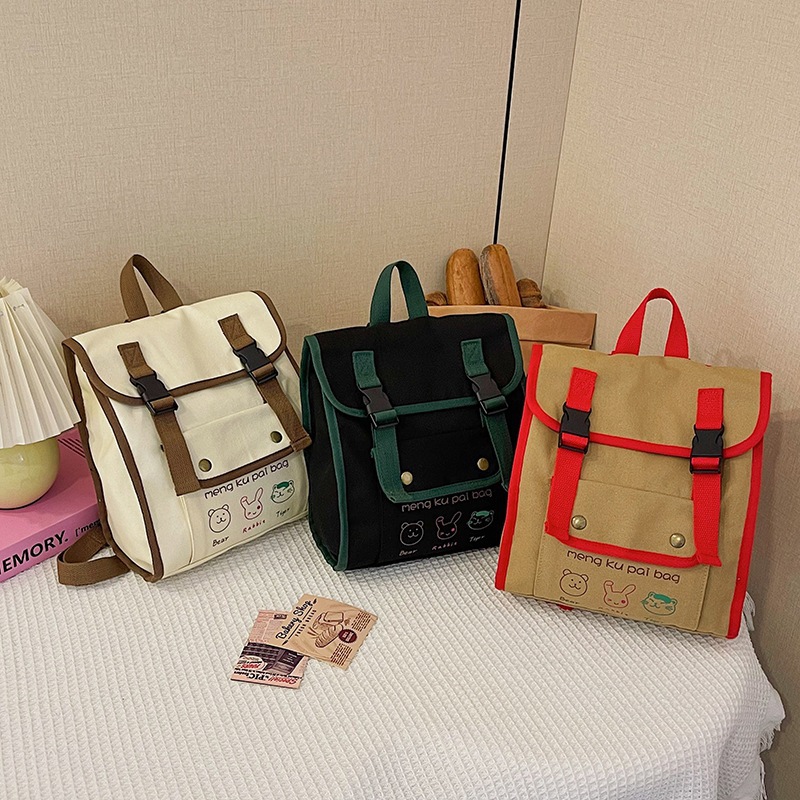 한국 귀여운 어린이 배낭 간단한 레트로 플립 소년 유치원 2-6 세 SCHOOLBAG 캔버스 가방