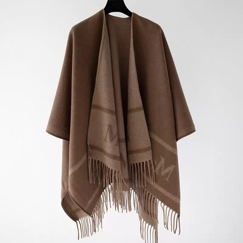 Inner Mongolia Cashmere Wool New Shawl Thickened Warm Cloak Double-Sided Jacquard Inner Mongolia Cashmere Wool New Shawl Thickened Warm Cloak Double-Sided Jacquard