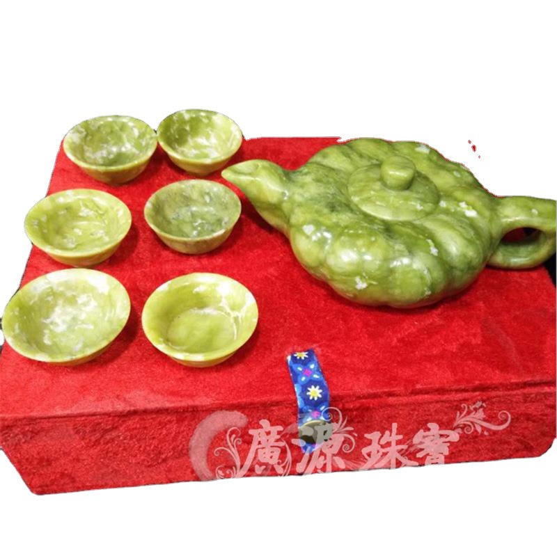 厂家货源批发南玉摆件玉石玉茶壶南玉茶具玉器雕刻功夫茶具摆件