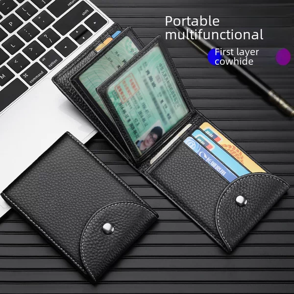 Leather Wallet Driver's License Holster Men's Large Capacity Card Holder Driving License Two-in-One Multi-Card Protective Cover