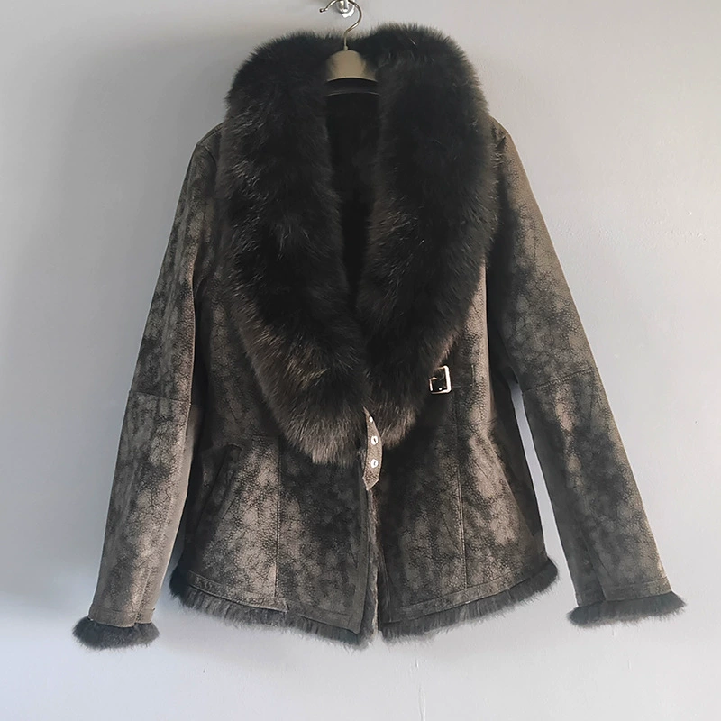 24 новых зимних кожаных куртки Mao Small Rabbit Mao Sue Suz Suick Ms. Fox Mao Mao Mao Collar Cross-border Mid-length Slim Heating Jacket