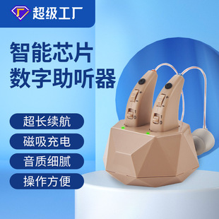 Huahong Hearing Aid, Intelligent Noise Reduction, Behind-The-Ear Rechargeable Amplifier for the Elderly, Sound Collector, Wireless and Invisible