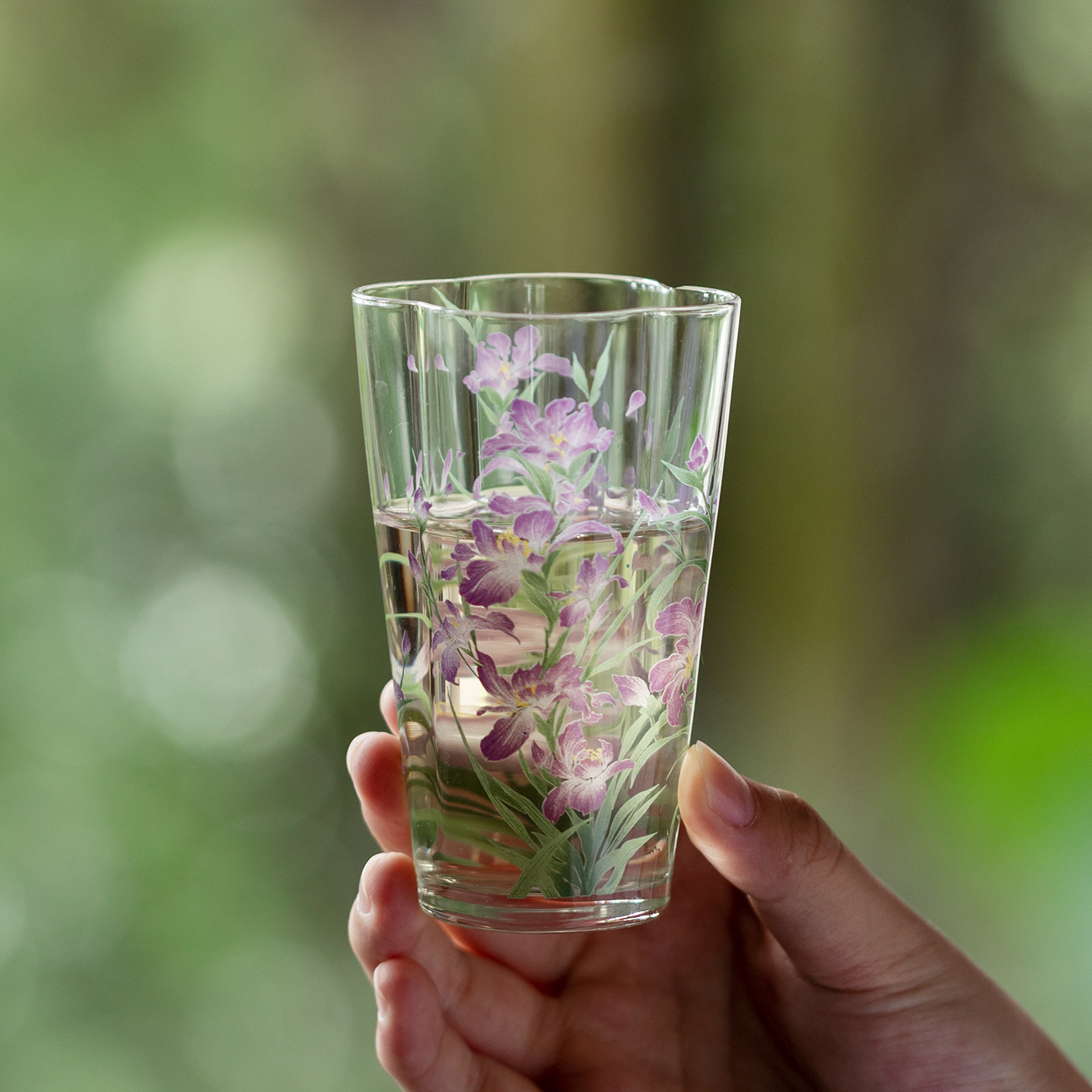 Flotante pastel iris de cristal taza de té transparente de alto valor facial taza de bebida china hecha a mano taza de agua resistente al calor image 4