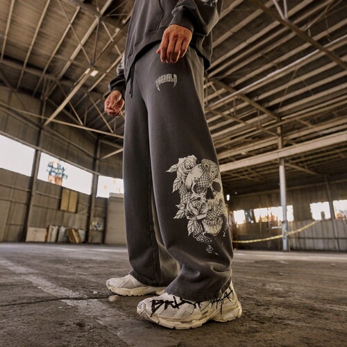 YOUNGLA American streetwear high-street track pants for runners, gym, fitness, casual straight-leg loose pants