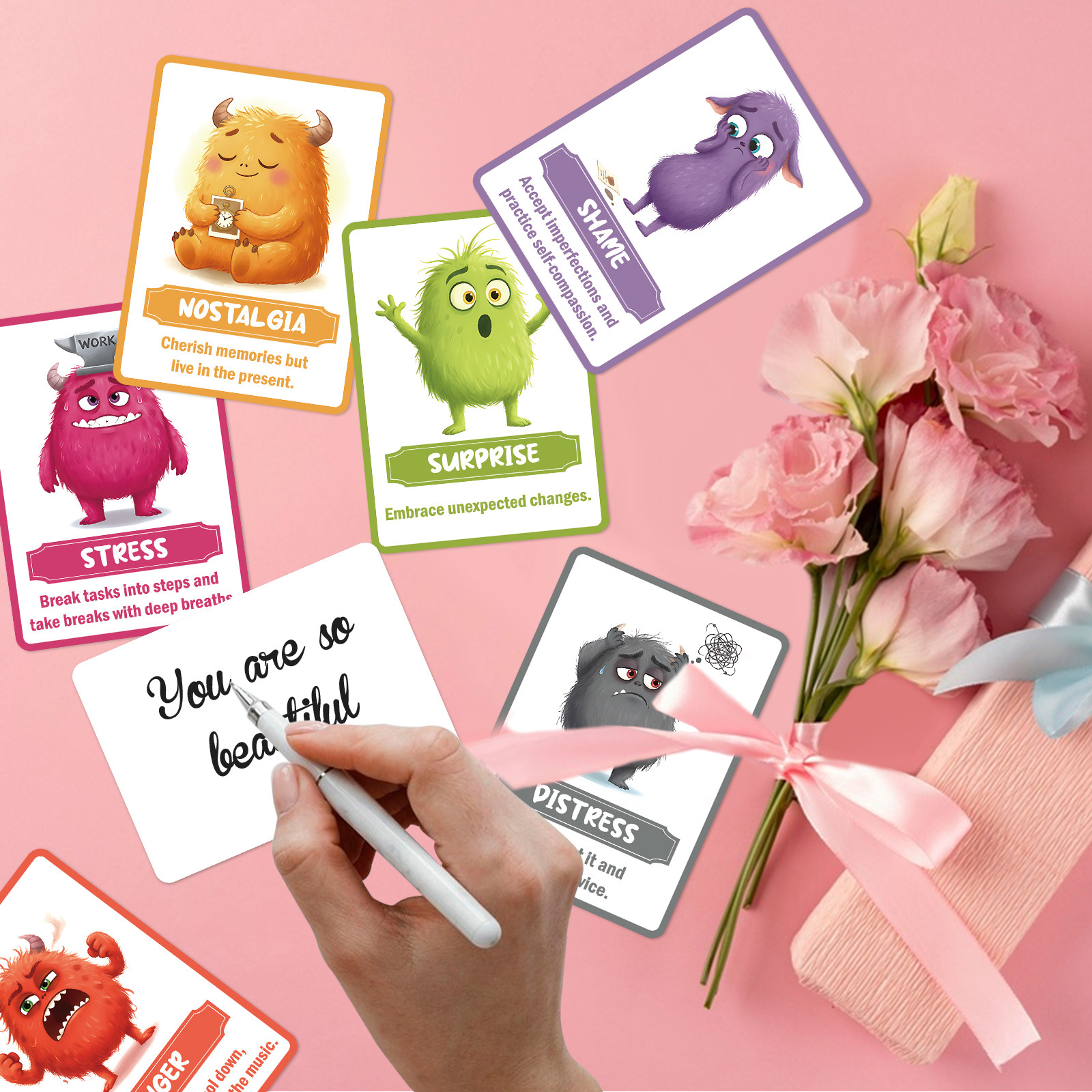 50 creatieve monster emotie kaarten, grappige partykaartspellen_voghion.com