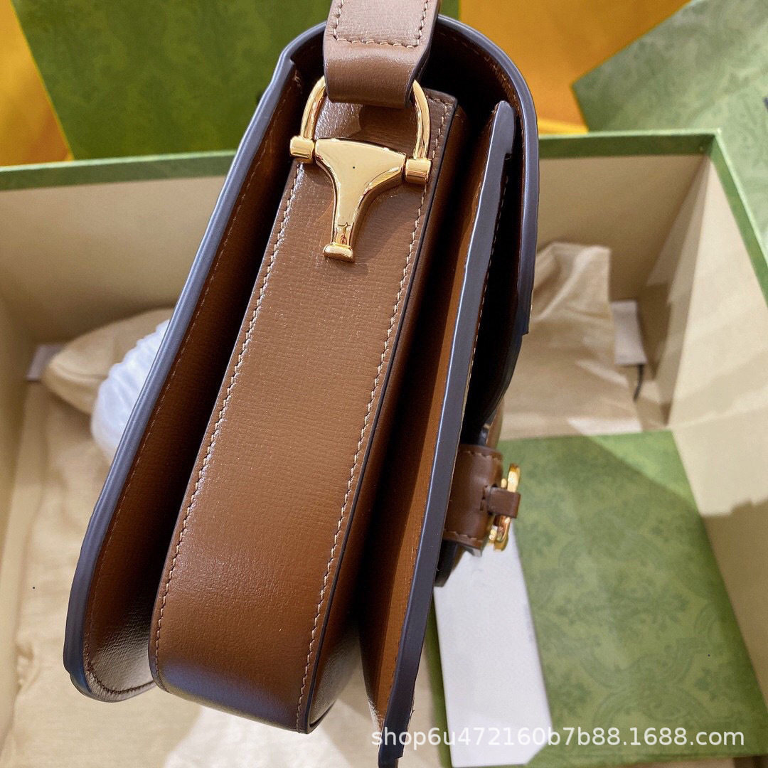Genuine Leather Women's Bag 1955 Saddle Bag Xiao Zhan Style Luxury Shoulder Bag Crossbody Retro Underarm Bag With Logo - Thumbnail 3