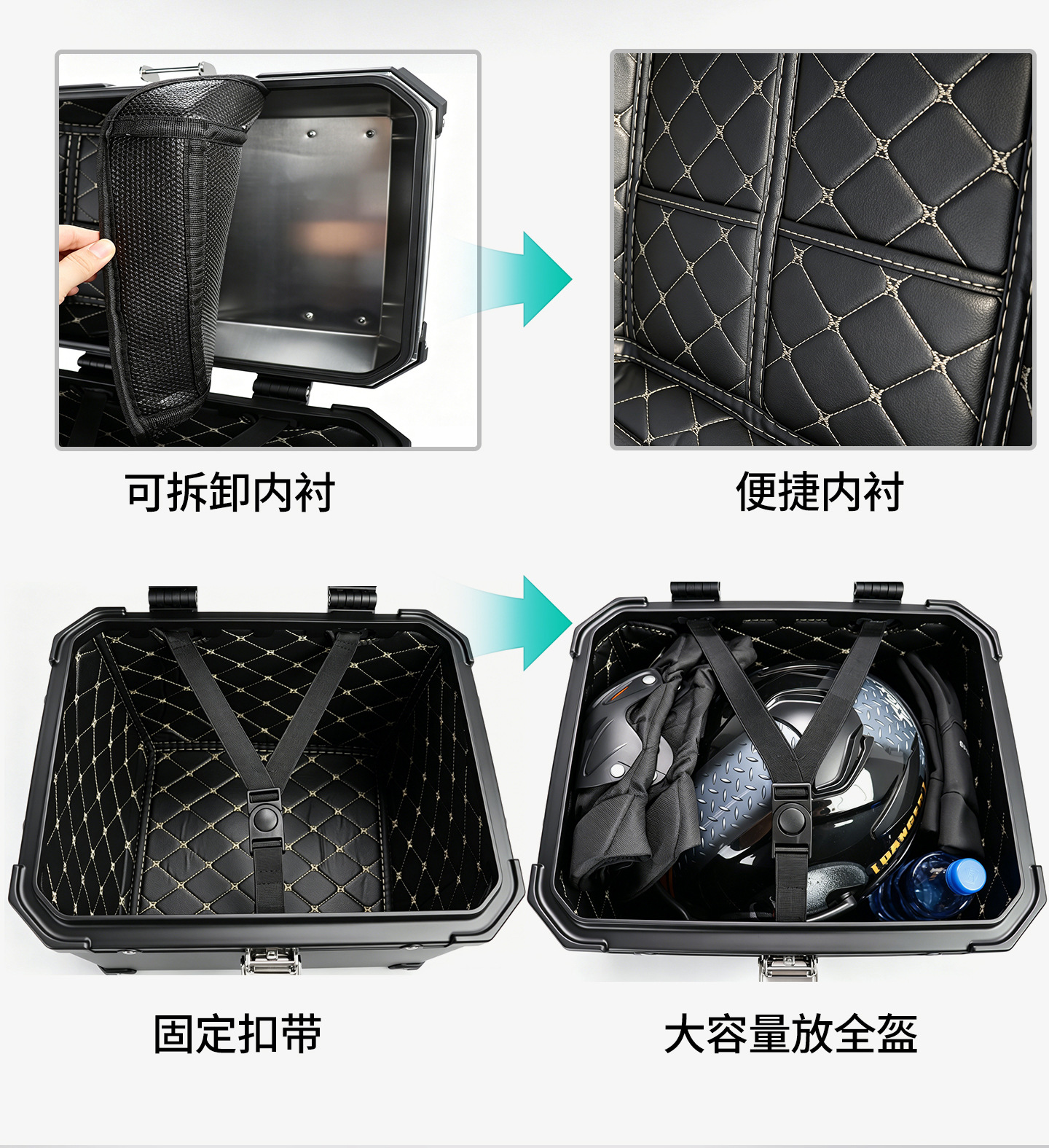 Star Rider Motorcycle Alloy Tail Box, Electric Vehicle Trunk, Universal Delivery Box, Large Capacity Battery Vehicle Tail Box