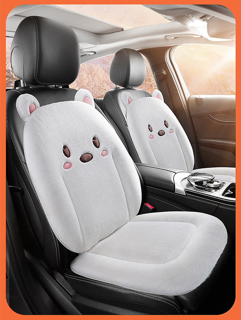Thickened Car Seat Cushion Winter Short Rabbit Plush Warm Universal Seat Cover