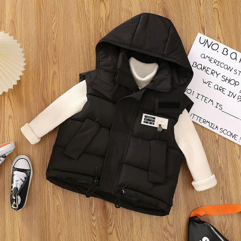 Chaleco de algodón infantil primavera y otoño 2025 nuevo otoño y invierno niños pequeños y medianos niñas chaleco de algodón plumón hombro vestido exterior