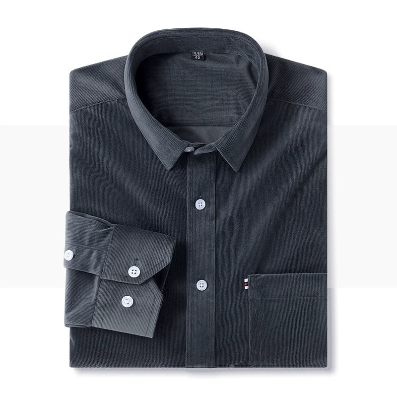 Новые 2024 новые вельветы осенние и зимние мужские рубашки тонкая сплошная цветная отворота японско-корейская мода мужской досуг