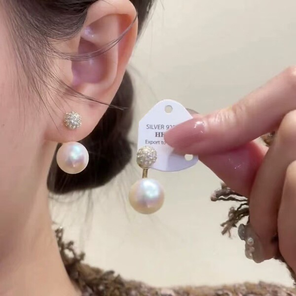 Burgundy fashionable demi-season earrings from pearl