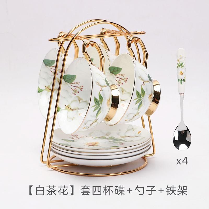 Juego de tazas y platillos de café de porcelana de hueso de estilo europeo exquisito y ligero juego de té de la tarde británico de lujo caja de regalo de alta gama