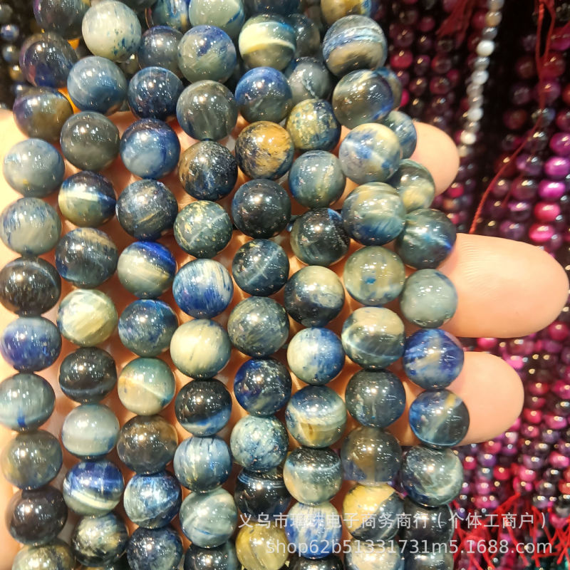 天然石散珠批发星空三色虎眼石圆珠串珠DIY梦幻虎眼石饰品材料批|undefined