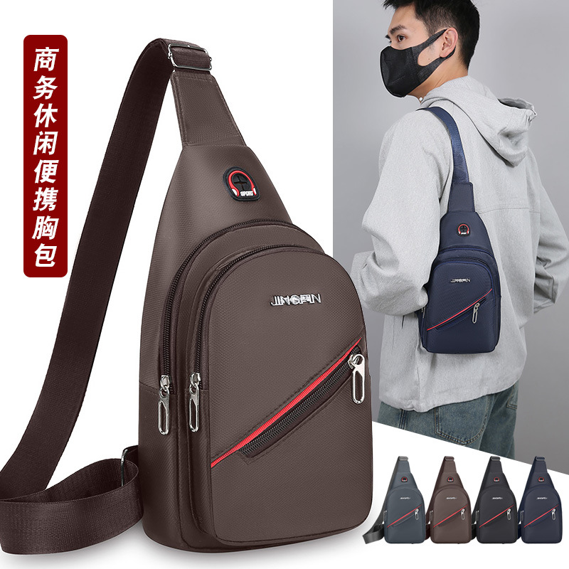 Bolsa de pecho casual coreana al por mayor mochila de tela Oxford moda mochila de hombre bolso con cremallera bolso de ocio negro
